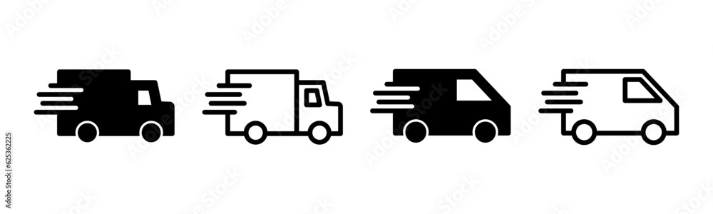 Delivery truck icon set illustration. Delivery truck sign and symbol. Shipping fast delivery icon Delivery truck icon set illustration. Delivery truck sign and symbol. Shipping fast delivery icon