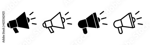 Megaphone icon set illustration. Loudspeaker sign and symbol