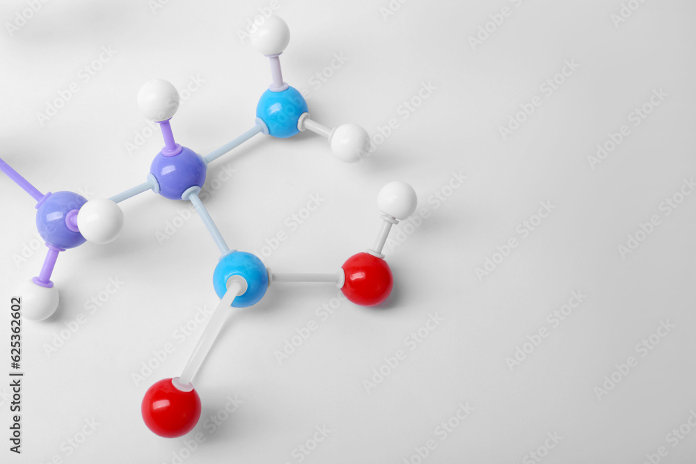 Fototapeta premium Molecule of phenylalanine on white background, closeup. Chemical model