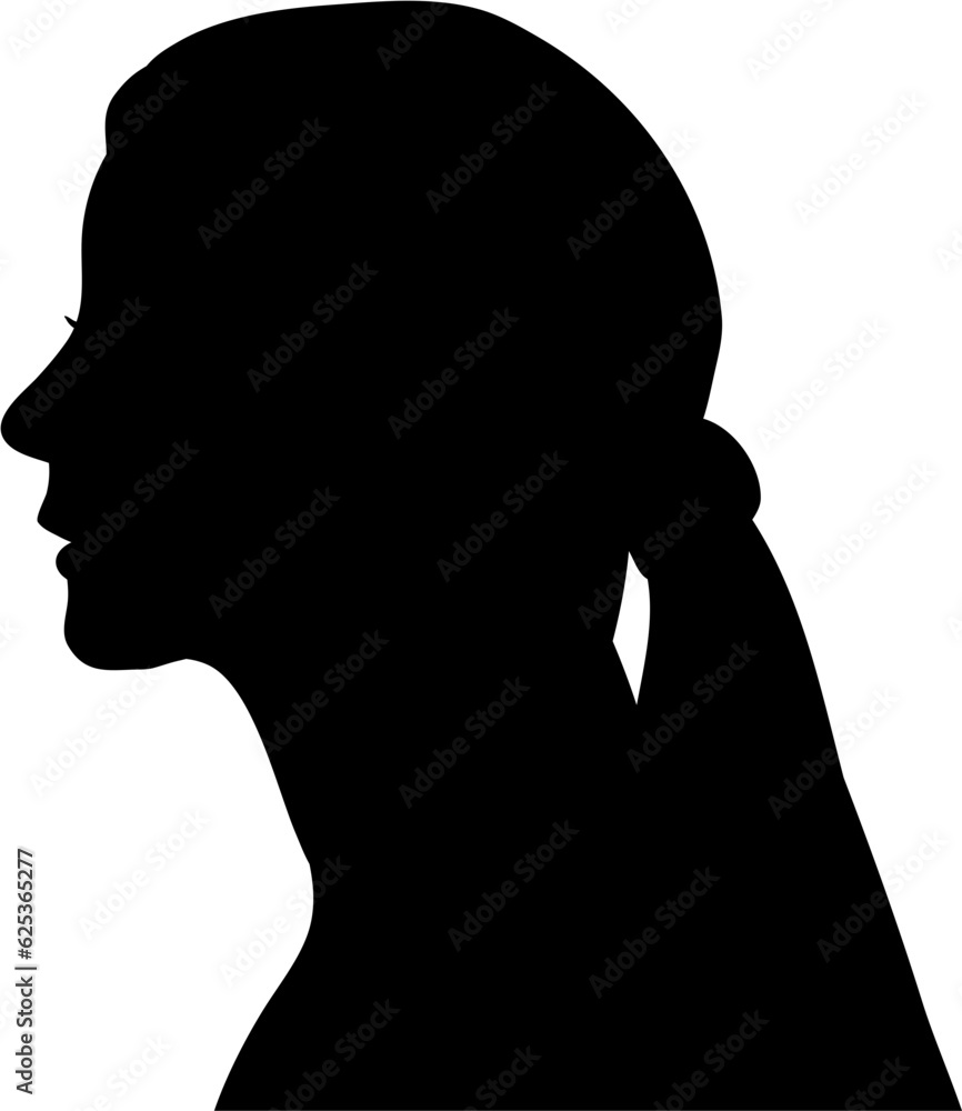 Elegant Woman Head Silhouette Illustration Vector