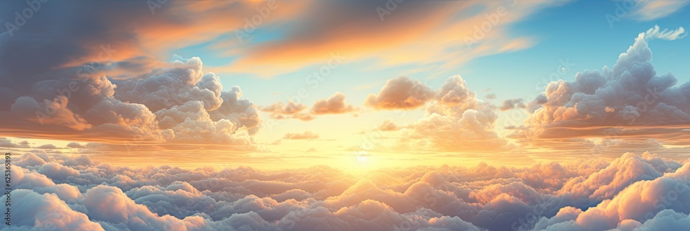 Sunset sky and cloud over the sea background. Generative AI