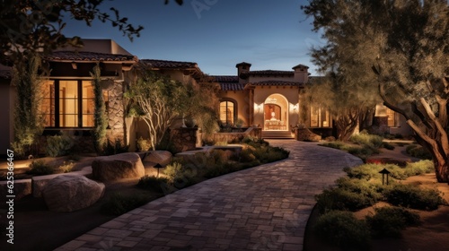 Tuscan style villa in the serene and upscale community of Scottsdale  Arizona  complete with a private courtyard and a spa