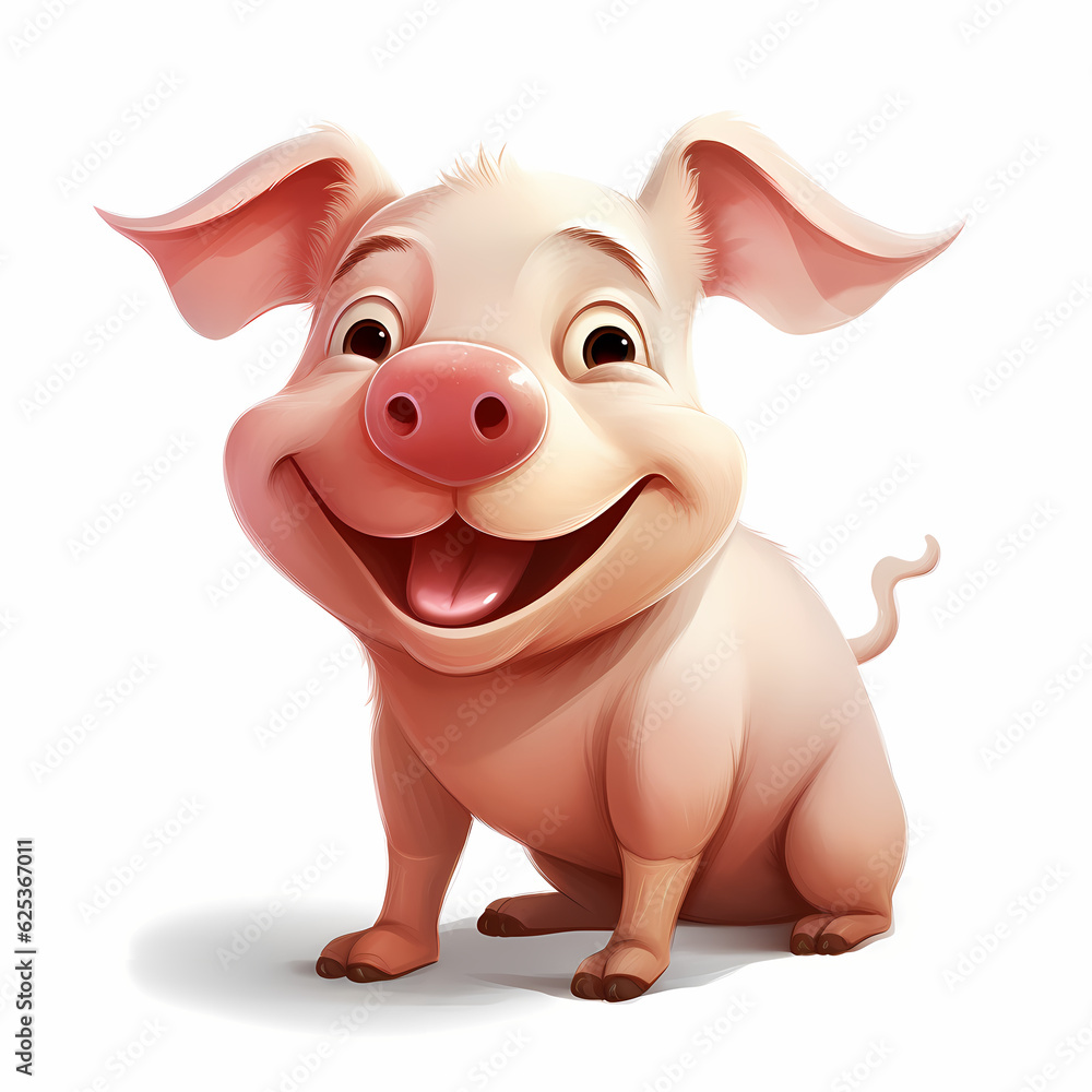 Fototapeta premium Pig with Smile isolated white