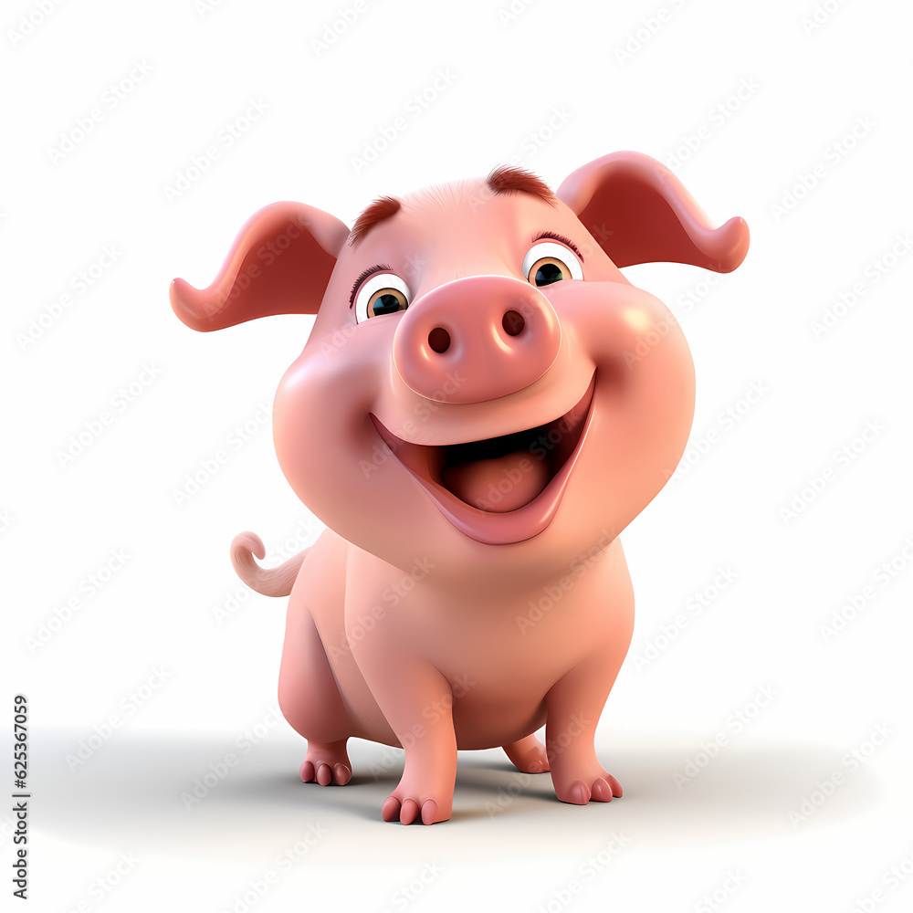 Fototapeta premium Pig with Smile isolated white