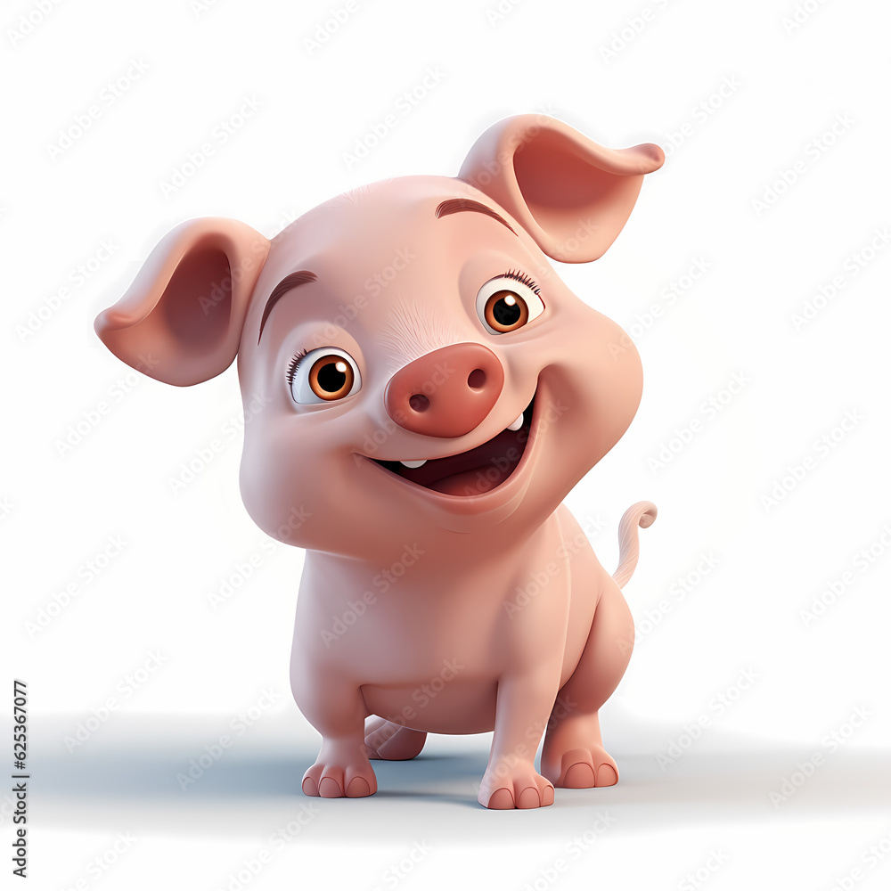 pig on a white pig on a white