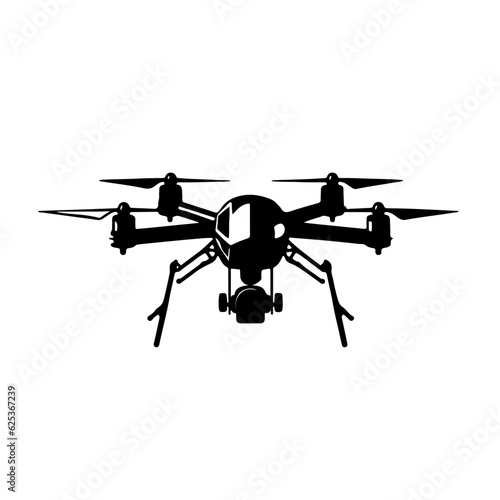 Fototapeta Naklejka Na Ścianę i Meble -  Silhouette of a Drone on a white background. Illustration in vector format