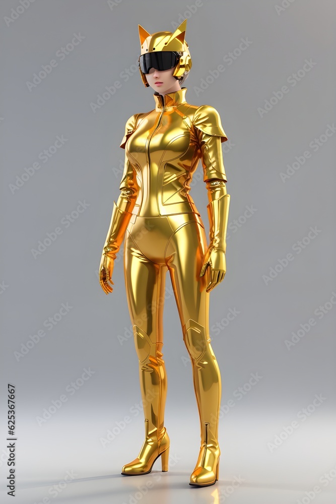 A futuristic golden figure in a sleek outfit, showcasing a blend of technology and fashion, perfect for creative and imaginative projects. A futuristic golden figure in a sleek outfit, showcasing a blend of technology and fashion, perfect for creative and imaginative projects.