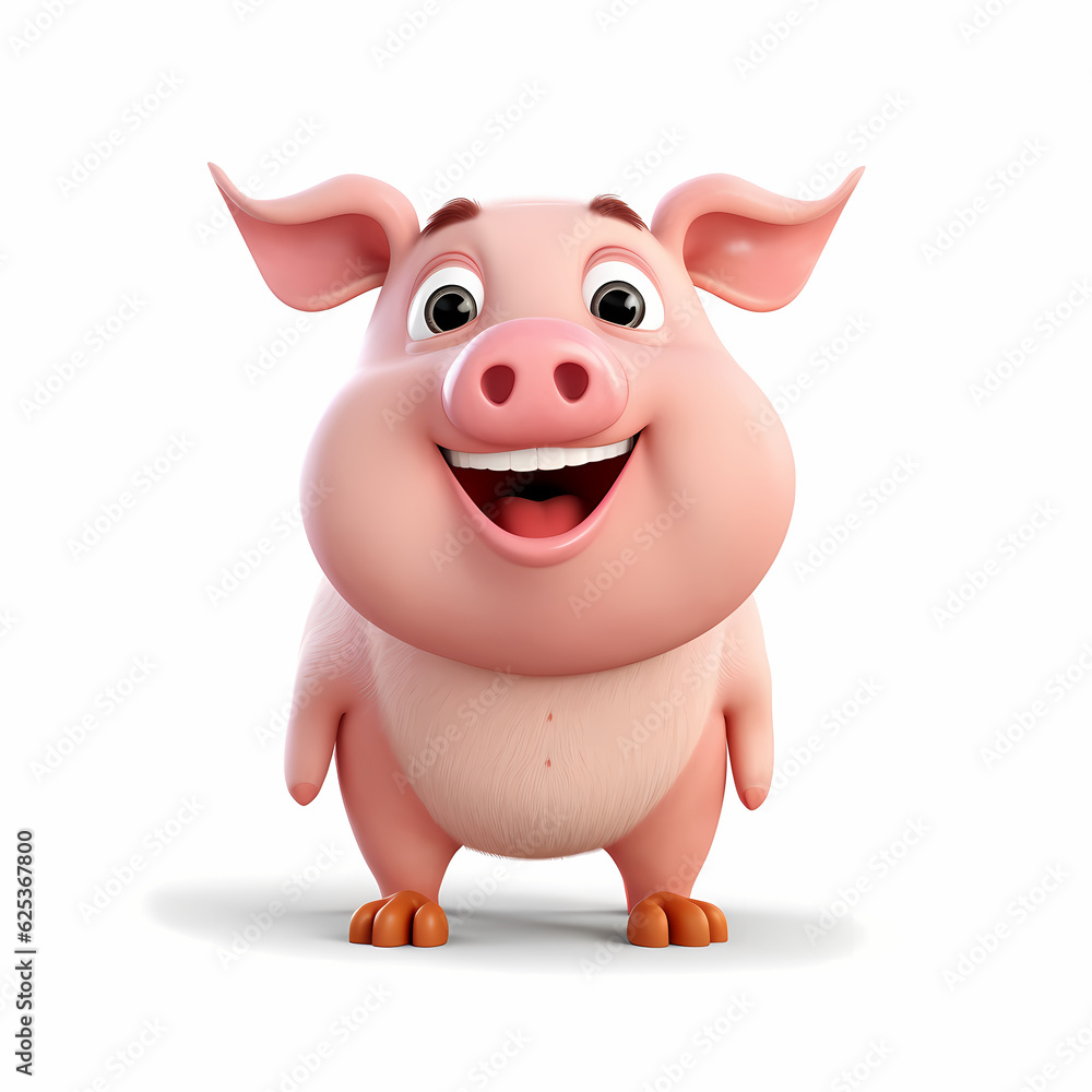 Fototapeta premium Pig with Smile isolated white background