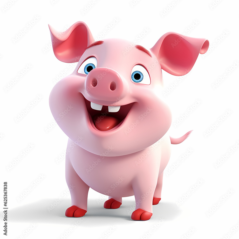 Pig with Smile isolated white background Pig with Smile isolated white background