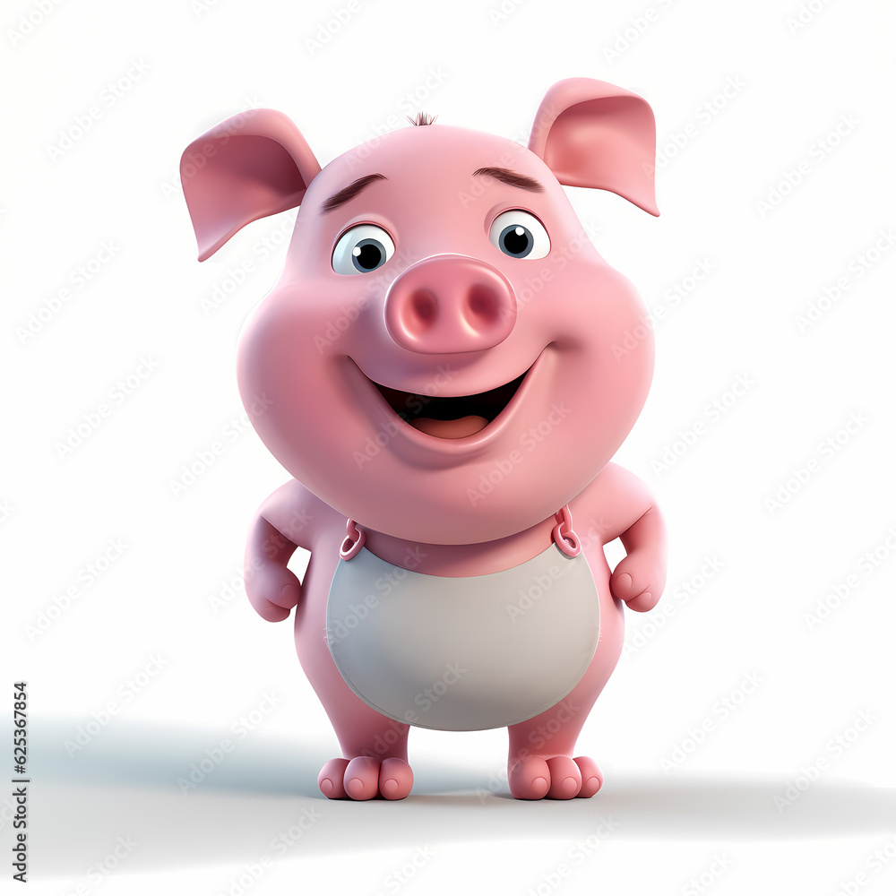 Pig with Smile isolated white background Pig with Smile isolated white background