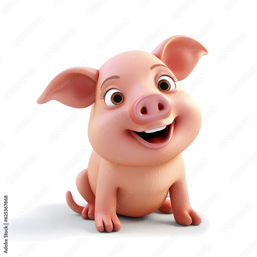 Pig with Smile isolated white background Pig with Smile isolated white background