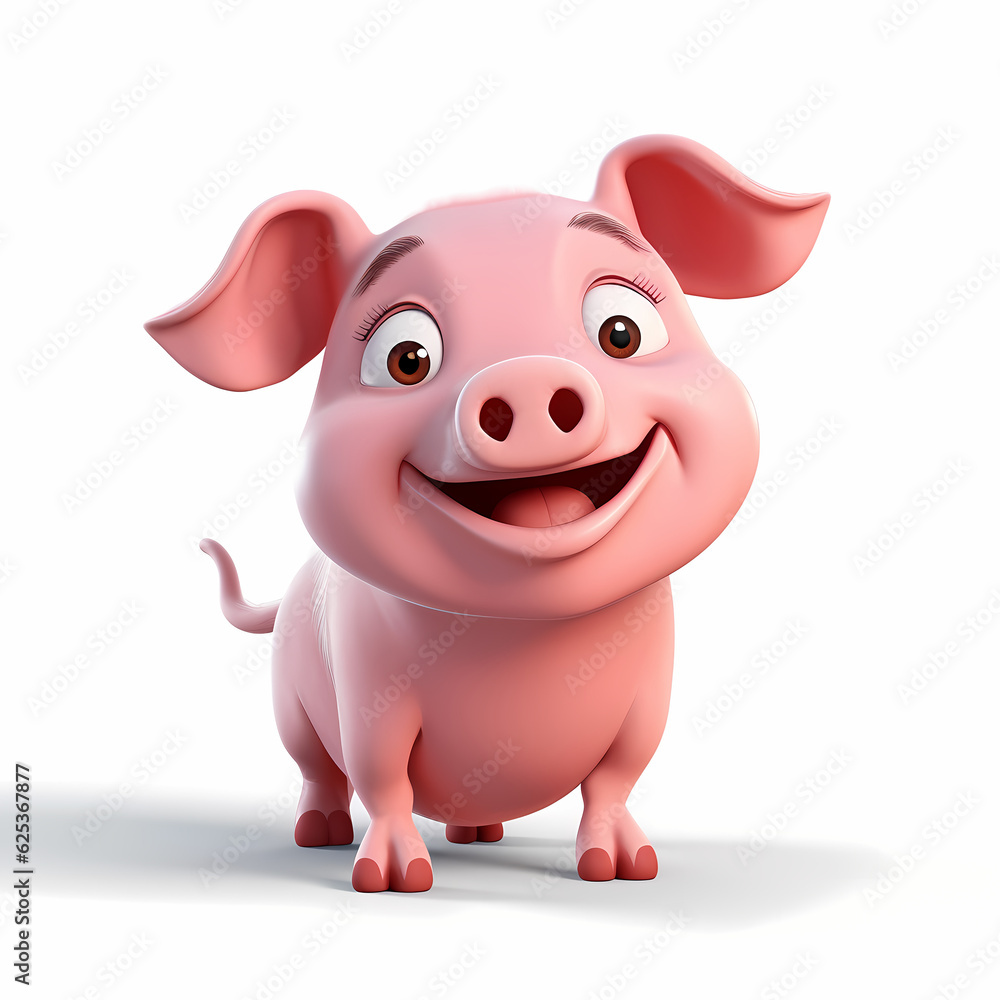 Pig with Smile isolated white background Pig with Smile isolated white background