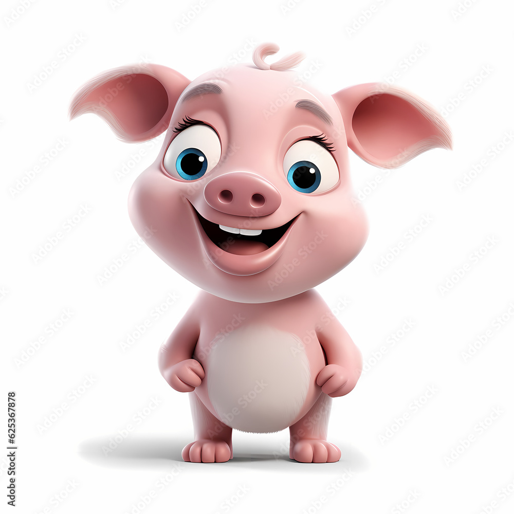 Fototapeta premium Pig with Smile isolated white background