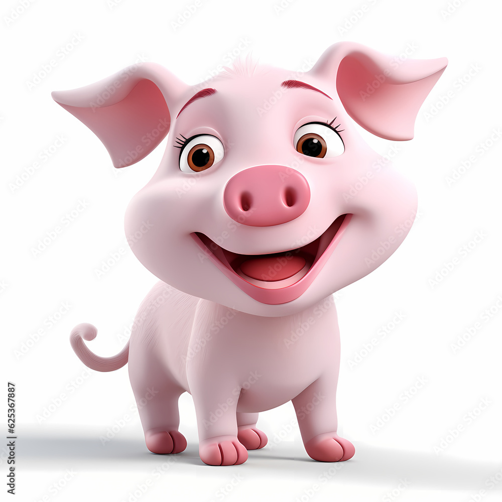 Naklejka premium Pig with Smile isolated white background