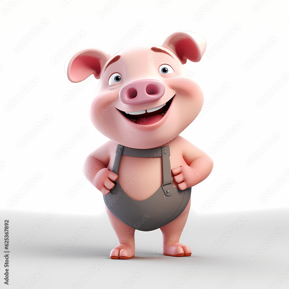 Naklejka premium Pig with Smile isolated white background