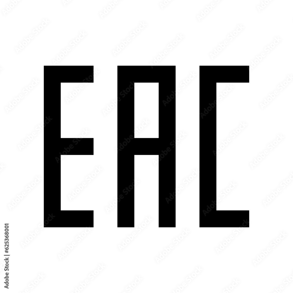 EAC sign. Eurasian conformity mark symbol. Vector illustration. EPS 10. EAC sign. Eurasian conformity mark symbol. Vector illustration. EPS 10.