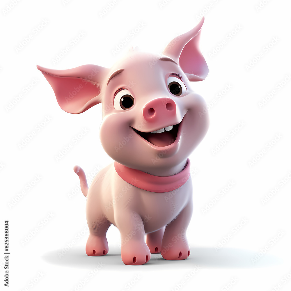 Pig with Smile isolated white background Pig with Smile isolated white background