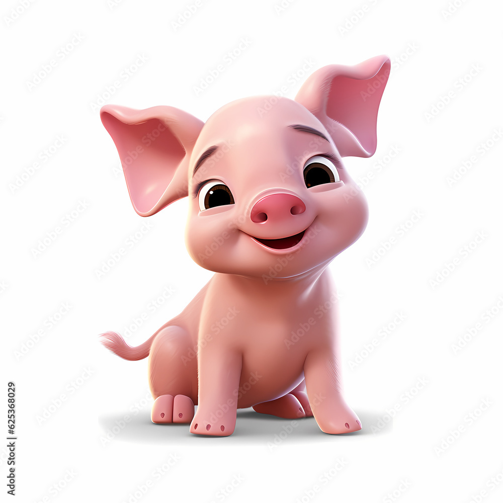 Pig with Smile isolated white background Pig with Smile isolated white background