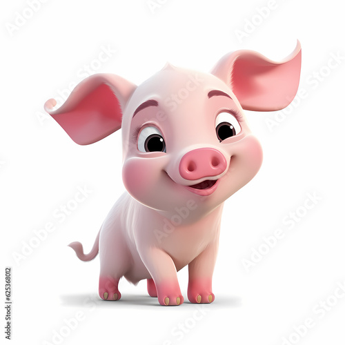 Pig with Smile isolated white background