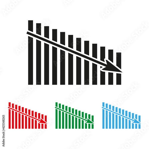 declining graph icon. Business icons set. Vector illustration. stock image.