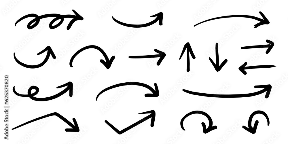 シンプルな手書きの矢印セット シンプルな手書きの矢印セット