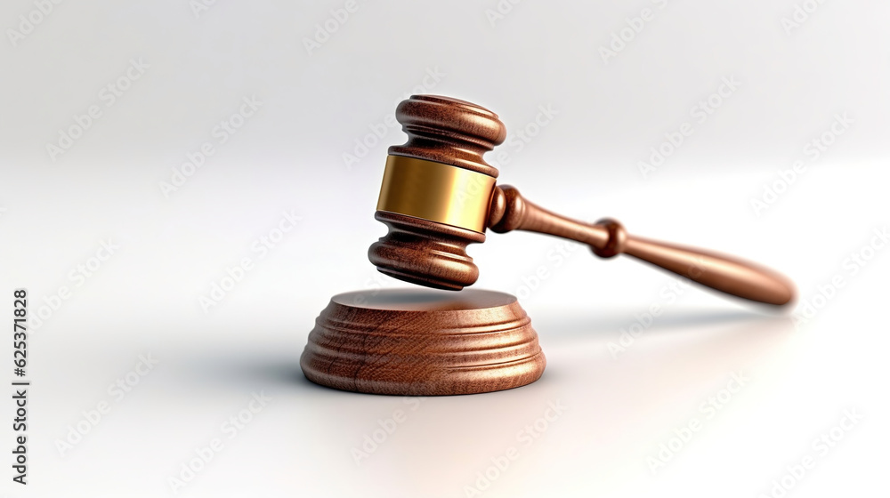 The Power of Authority, Iconic Gavel on a Pristine White Background The Power of Authority, Iconic Gavel on a Pristine White Background