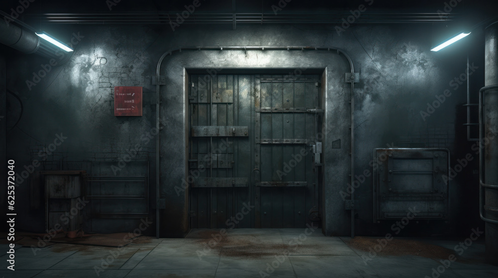 Door of military storage bunker. - obrazy, fototapety, plakaty 