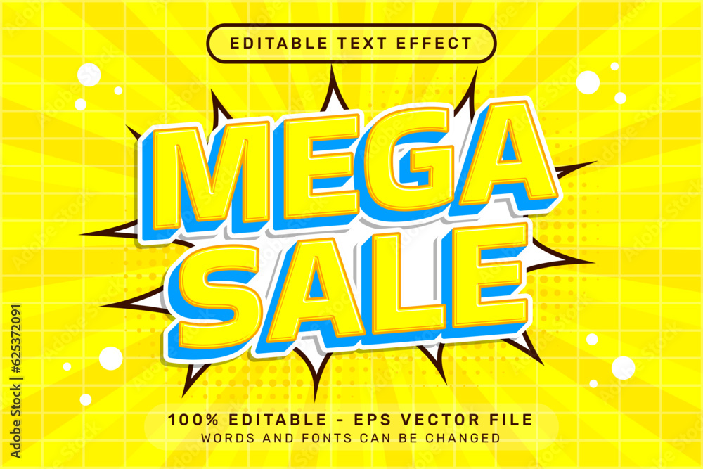 mega sale 3d text effect and editable text effect