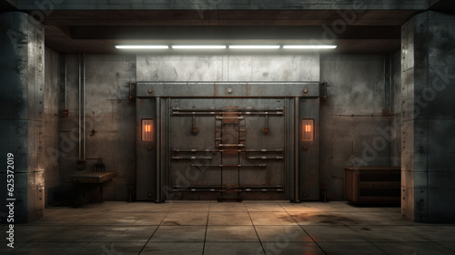 Door of military storage bunker.