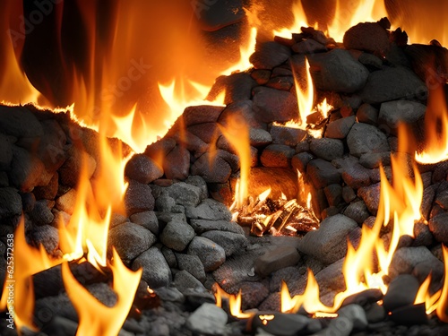 close up view of burning firewood in fireplace