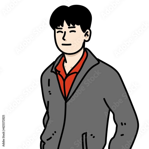 cute man cartoon on white background