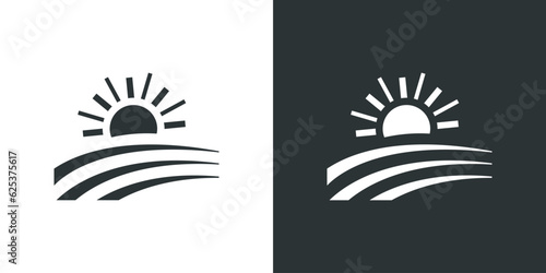 Sunrise icon. Farm Field Landsape Icon
