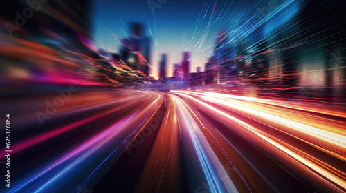 Speed and Motion A Blurred Cityscape of Modern City at Night AI Generated © Graphics.Parasite