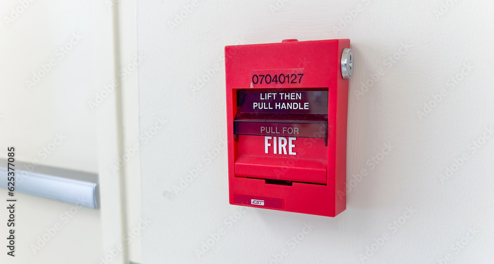 Vivid fire alarm, a symbol of caution and protection. Red-hot urgency to prevent disaster. Alertness, safety, and preparedness concept Vivid fire alarm, a symbol of caution and protection. Red-hot urgency to prevent disaster. Alertness, safety, and preparedness concept