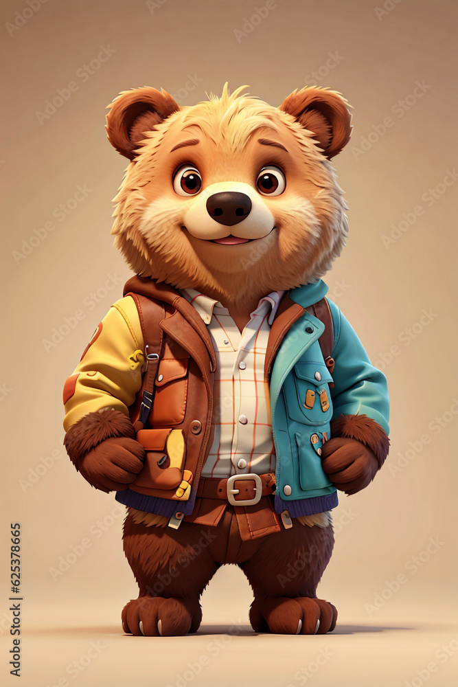 Bear cartoon animal character icon vector cute comic style 3D animal illustration Bear cartoon animal character icon vector cute comic style 3D animal illustration