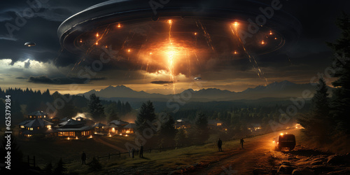 UFO abduction, alien visit earth, background wallpaper image photo