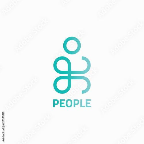People logo of circular lines. Perfect for health, medical and social movement businesses.