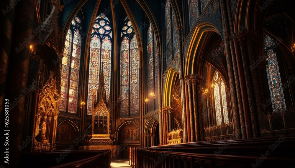 Inside the majestic gothic basilica, history and spirituality intertwine generated by AI