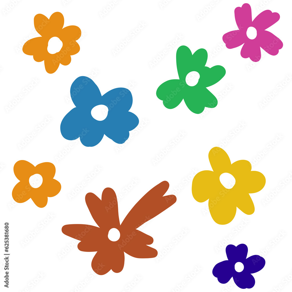 Set Icon Flower red,green,pink, yellow isolated on white background