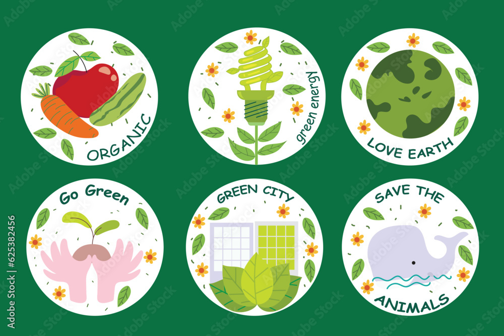 Fototapeta premium illustration vector flat design eco concept badges