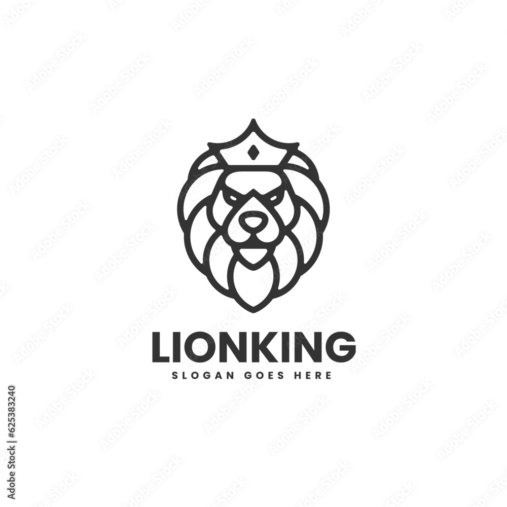 Vector Logo Illustration Lion King Line Art Style