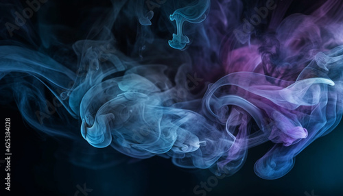 Abstract smoke physical structure curves in blue smooth pattern flowing motion generated by AI
