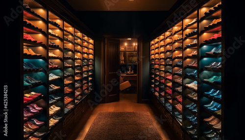 Shoe store collection in a modern retail boutique generated by AI
