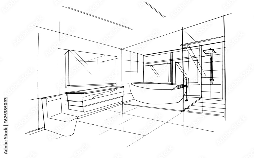 bathroom line drawing,a line drawing Using interior architecture
