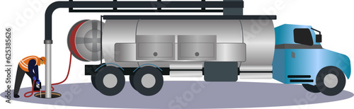 sewer cleaner service vector illustrationm, sewer jetter cleaning truck, water recycling service, sewage cleaner, sewerage, septic tank service