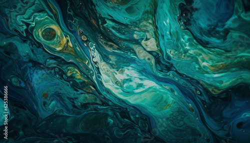Vibrant marbled backdrop with chaotic curves in multi colored acrylic paint generated by AI