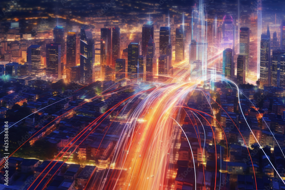 Smart digital city with high speed light trail 
