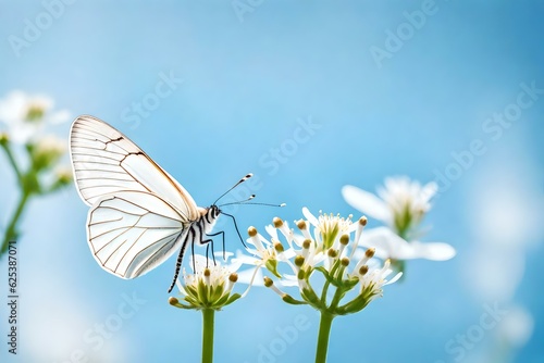 Beautiful white butterfly on flower generated by AI tool