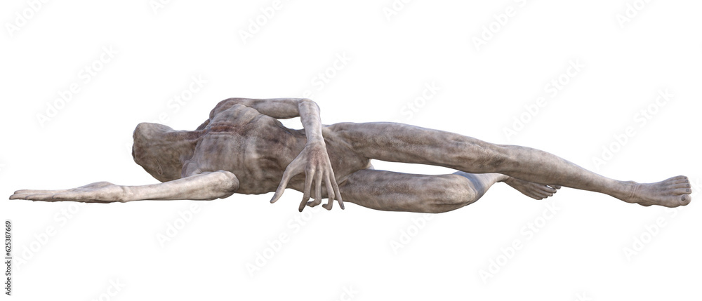 Grey alien on transparent background, 3d render