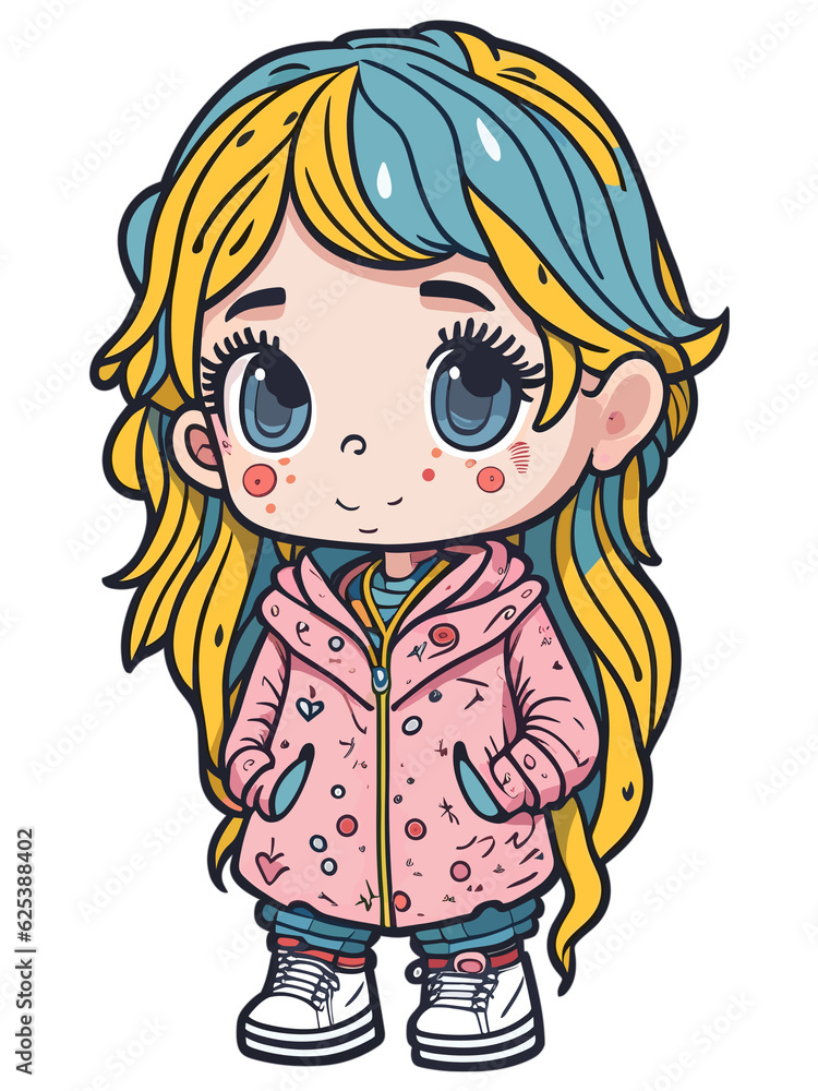 A cute girl, watercolor illustration. Generative AI A cute girl, watercolor illustration. Generative AI